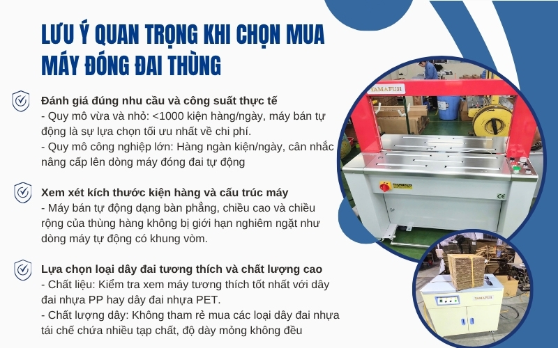 Lưu ý quan trọng khi chọn mua máy đóng đai thùng  